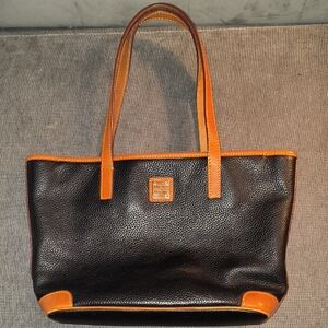 Dooney & Bourke Black and Tan Leather Tote Bag